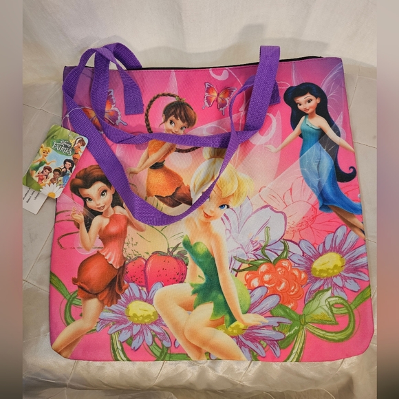Nwt Disney Fairies Vibrant Nylon Zip Top Tote - Picture 7 of 9